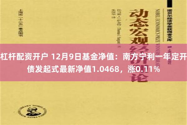 杠杆配资开户 12月9日基金净值：南方宁利一年定开债发起式最新净值1.0468，涨0.11%